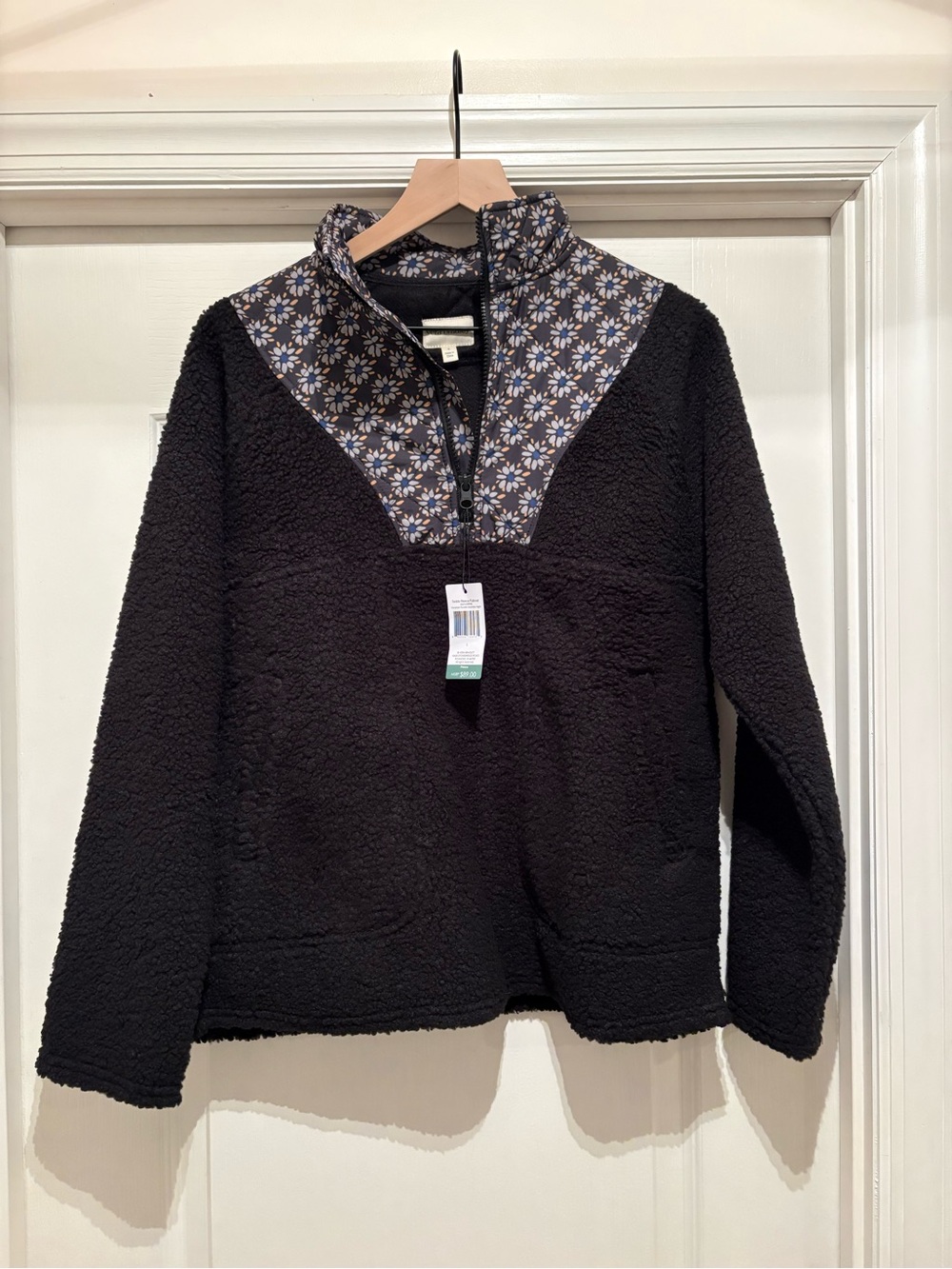Women’s Vera Bradley Teddy Fleece Pullover Venetian Flowers Moonless Night S NWT
